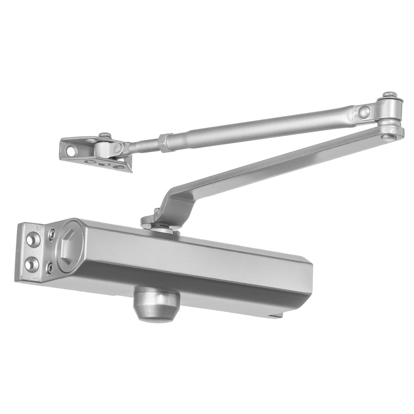 Dynasty Hardware Door Closer, Commercial Hydraulic Closer, Self-Closing, Spring Size 3, Surface Mount, Sprayed Aluminum, Series 3000