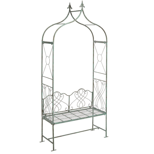 SAFAVIEH Outdoor Collection Eloise Victorian Antique Dark Green Wrought Iron Garden Arch Arbor