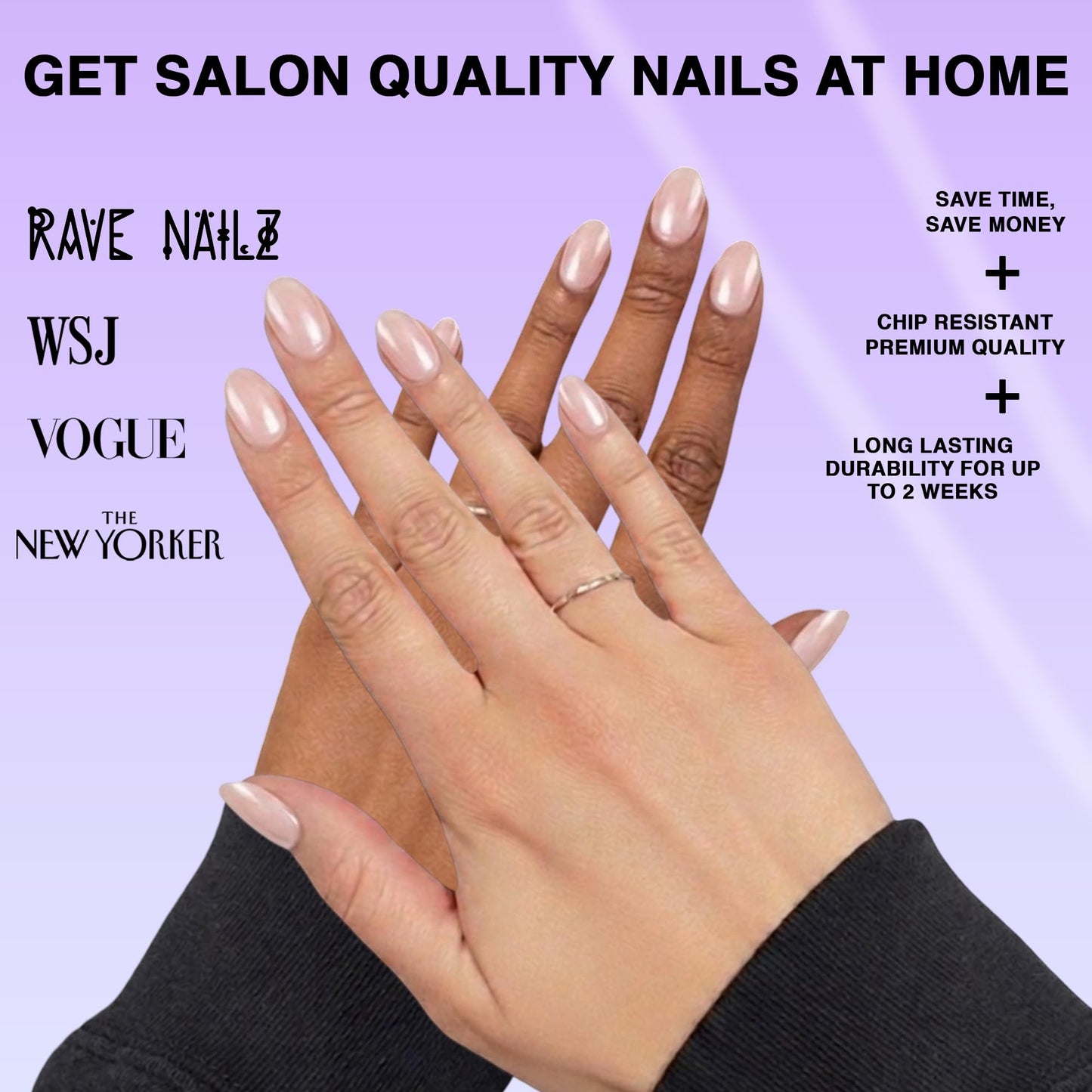 Rave Nailz Glazed French Tip Press On Nails (30 Count) - Short Oval Glossy Press On Nails with Subtle Elegance - Chip-Resistant Fake Nails with Glue, Includes File, Long-Lasting 2+ Weeks