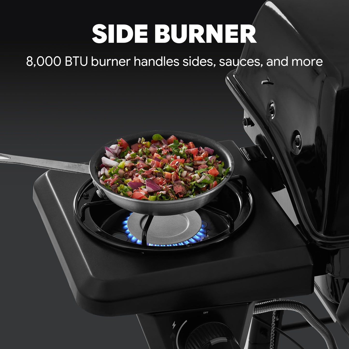 Feasto 3 Burner Propane Gas Grill with Side Burner, Porcelain-Enamel Main Body and Lid, Propane BBQ Grill with 38,000 BTUs Output & Side Table for Patio, Backyard, Poolside Gatherings