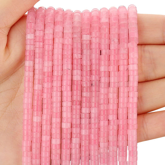 BONNY BOXX 150PCs Natural Pink Quartz Spacer Beads, Loose Semi Precious Flat Round Gemstone Heishi Disc Stone Beads for Beading Jewelry Making 4mm*2mm