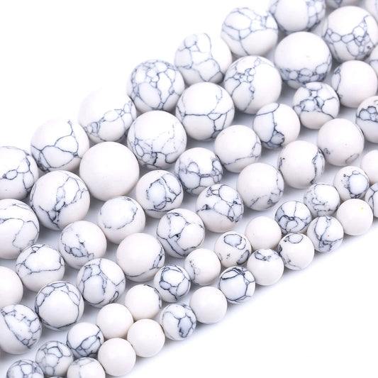 45PCS 8MM White Howlite Turquoises Round Loose Beads Natural Gemstone Beads for Jewelry Making DIY Bracelet Necklace 15"