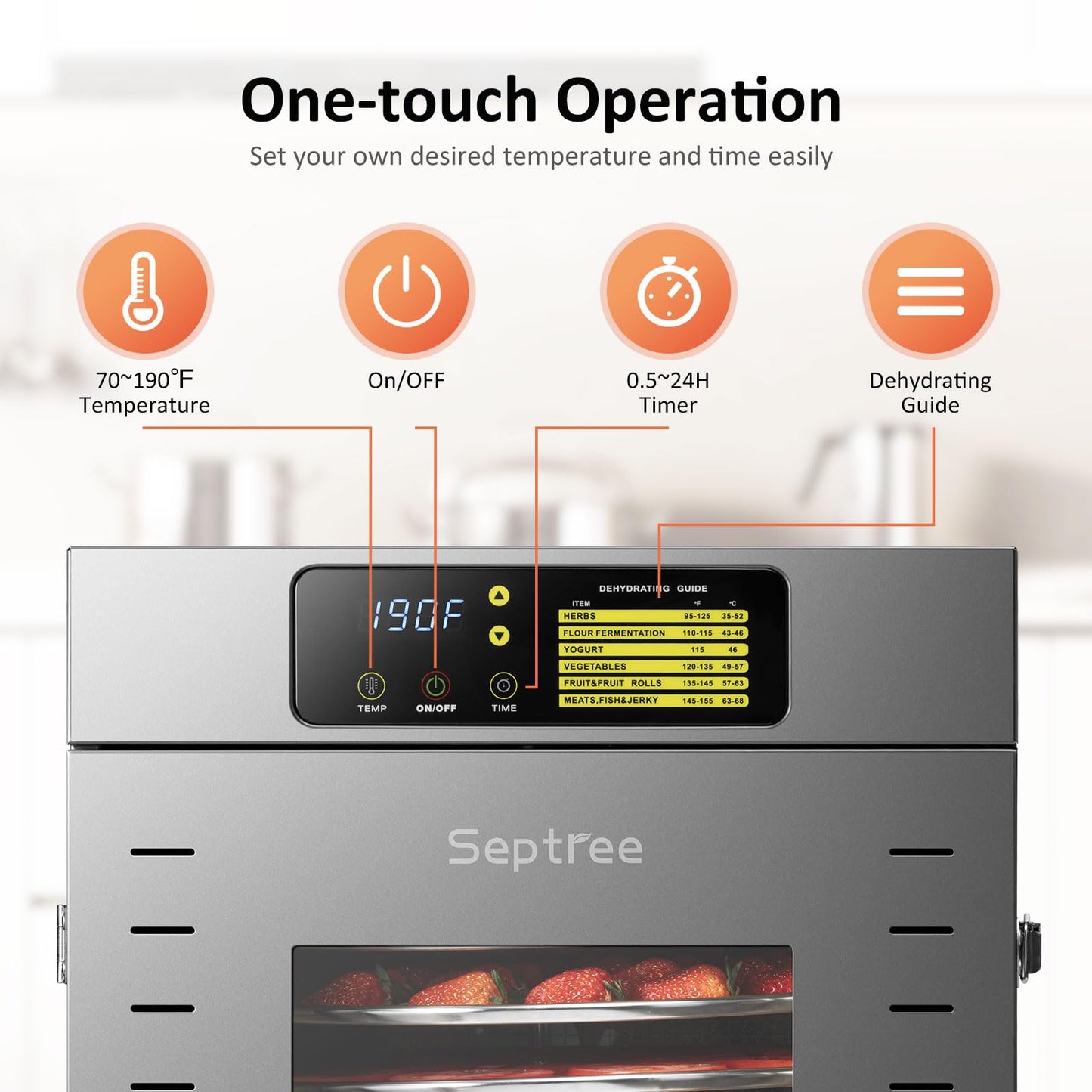 Septree Rotary Food Dehydrator 16 Trays, Commercial Large Rotating Food Dryer Machine for Jerky, Herbs, Mushrooms, Fruit, Dog Treats, 1500W Full Stainless Steel Industrial Dehydrater (Gunmetal Gray)
