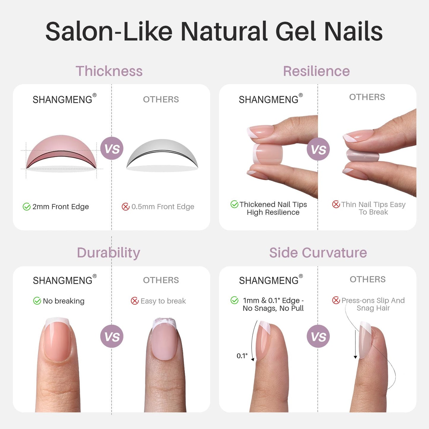 Brown Ombre Press on Nails Short - SHANGMENG Chrome Press on Nails Almond for Women Gift, Natural & Glossy Stick on Nails in 16 Sizes - 32 Reusable Soft Gel Fake Nails with Glue, Iced Americano