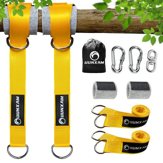 UUNXAM Tree Swing Hanging Kit-6.8ft Long Straps with Two Lock Carabiners&Tree Protectors,Tree Swing Straps Holds 5000 Lbs Breaking Strength-Easy&Fast Installation for All Types of Swings&Hammock