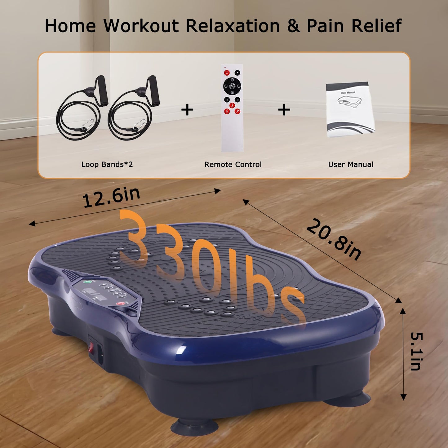 Vibration Plate Exercise Machine – Power Vibrating Plate for Lymphatic Drainage Weight Loss, Shake Plate Exercise Platform with Touch Screen & Resistance Bands, Equipment for Women Men (MN-0078-RED)