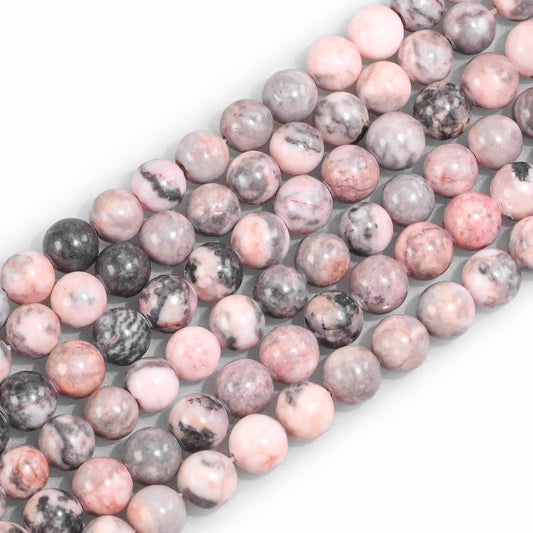 10mm Natural Gemstone Round Pink Zebra Jasper Loose Beads for Jewelry Making Bracelets Necklace Earrings Art Craft (35-38pcs/strand)