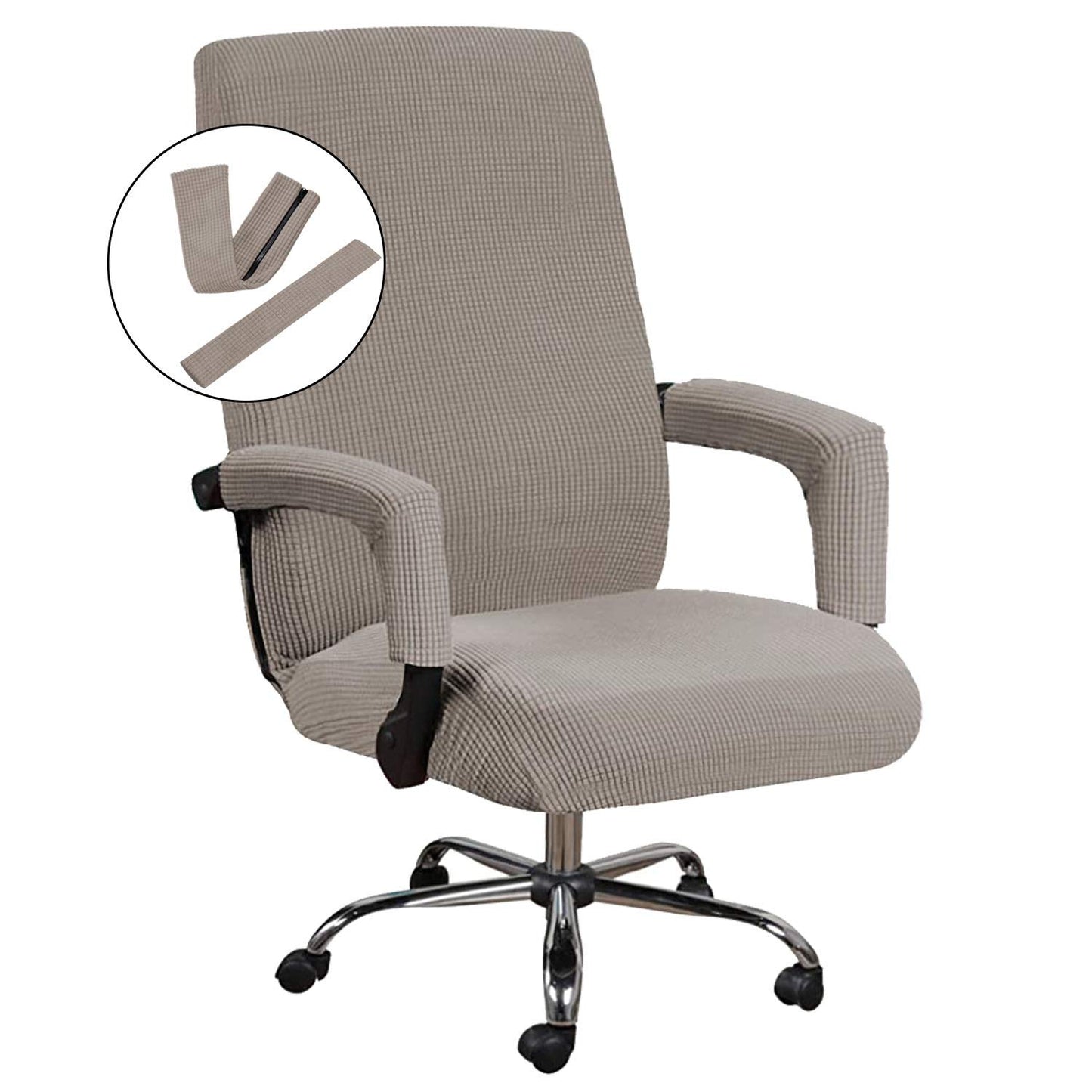H.VERSAILTEX Stretch Computer Office Chair Cover, Desk Chair Covers High Back Universal Executive Boss Gaming Chairs Slipcovers Washable Anti-dust Seat Protector for Dogs Cats Pets,Taupe