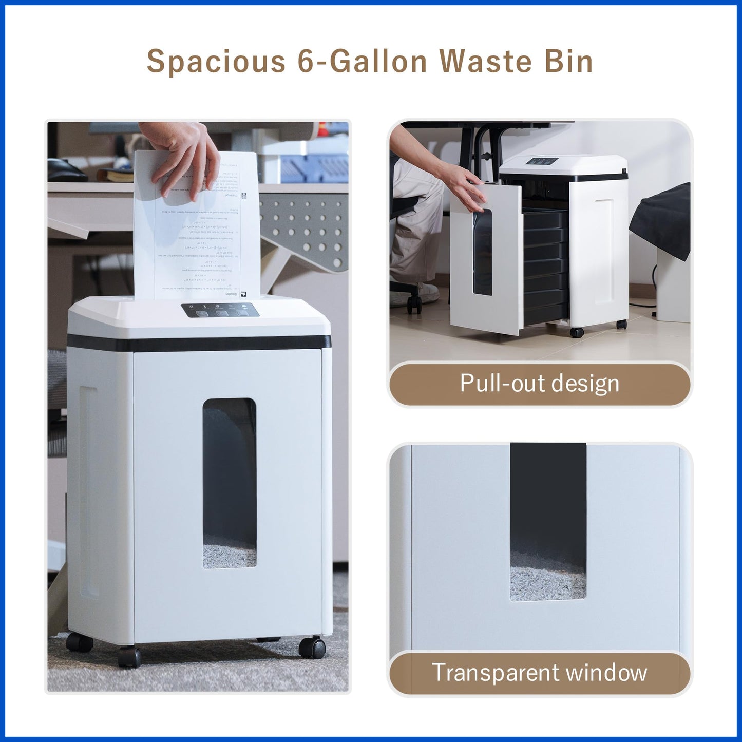 Effeluviate Professional Commercial Paper Shredder: P-7 Security Super Micro-Cut 1x1.7mm 7 Sheets/CDs/Cards/Staples 6-Gal Bin Heavy Duty for Home/Office/Industrial/Business Use-Confidential Documents