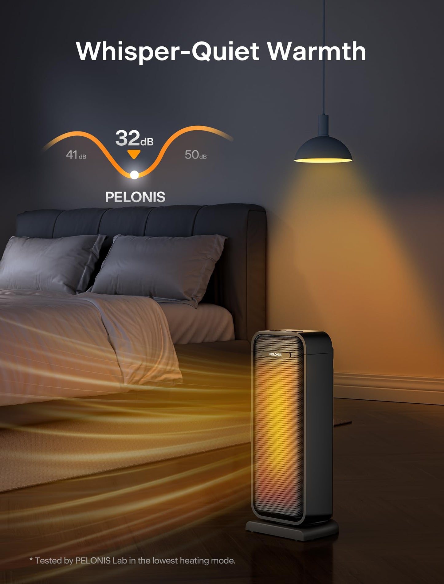 Pelonis 1500w Electric Space Heater for Indoor Use with Thermostat, Oscillation and Remote – Portable Ceramic Heater for Bedroom, Home and for Office Under Desk