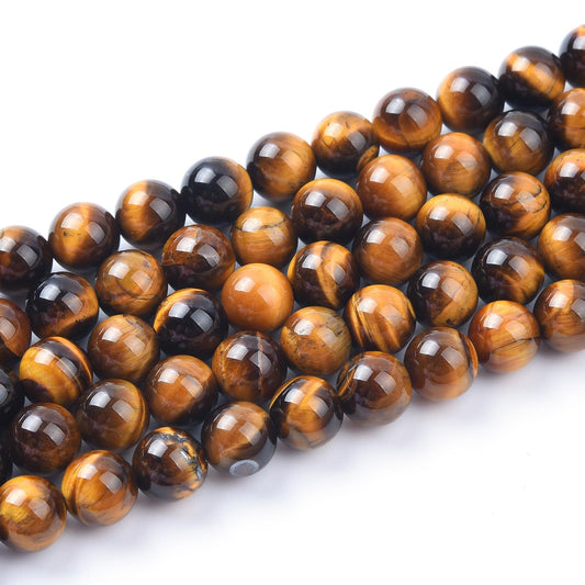 6mm Natural Yellow Tiger Eye Beads Round Gemstone Loose Beads for Jewelry Making (60-62pcs/strand)