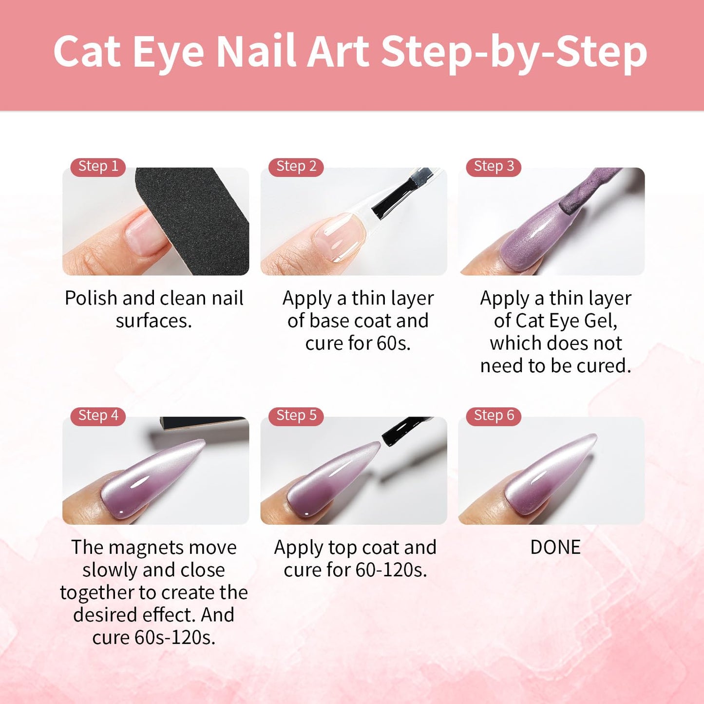 JODSONE 10 Colors Glow-in-the-Dark Cat Eye Gel Nail Polish Set Silver Green Blue Grape Purple with Base Coat and Top Coat and Magnet Stick Summer Nail Art for Nail Salons and at Home