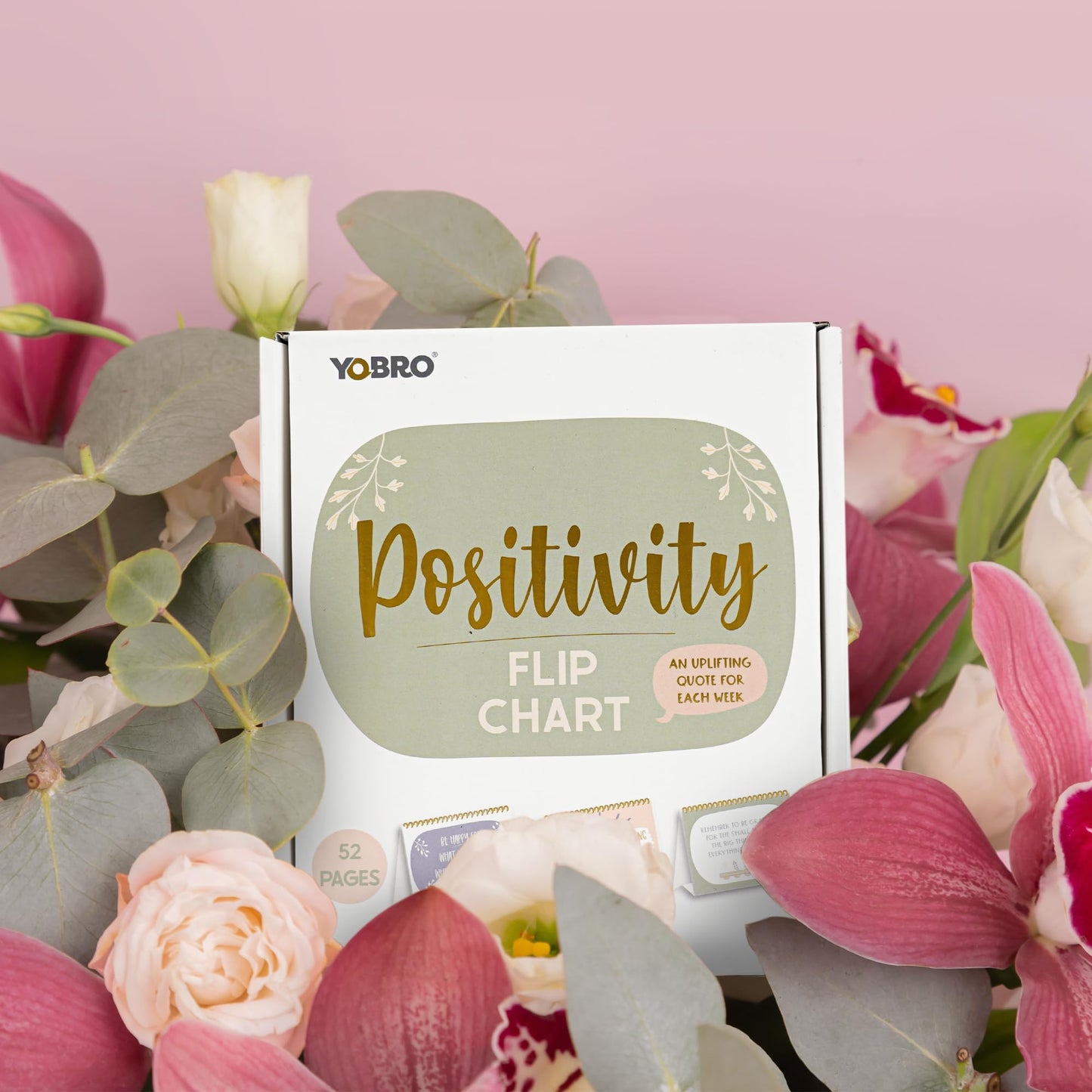 Inspirational Gifts for Women, Motivational Desk Calendar, Desktop Flip Calendar with Daily Positive Affirmations & Happy Quotes, Office Desk Decor & Accessories for Women, Green