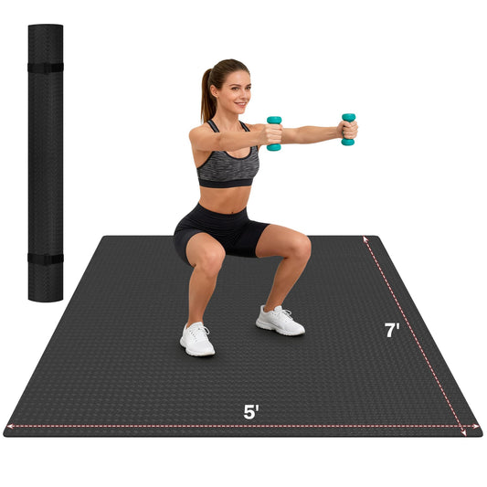Stepwaver Extra Large Exercise Mat, 7'x5' (6mm) Thick Workout Mat for Home Gym & Garage Flooring, Shoe-Friendly, Non-Slip, Ultra Durable, Thick Large Workout Mats for Home Workouts