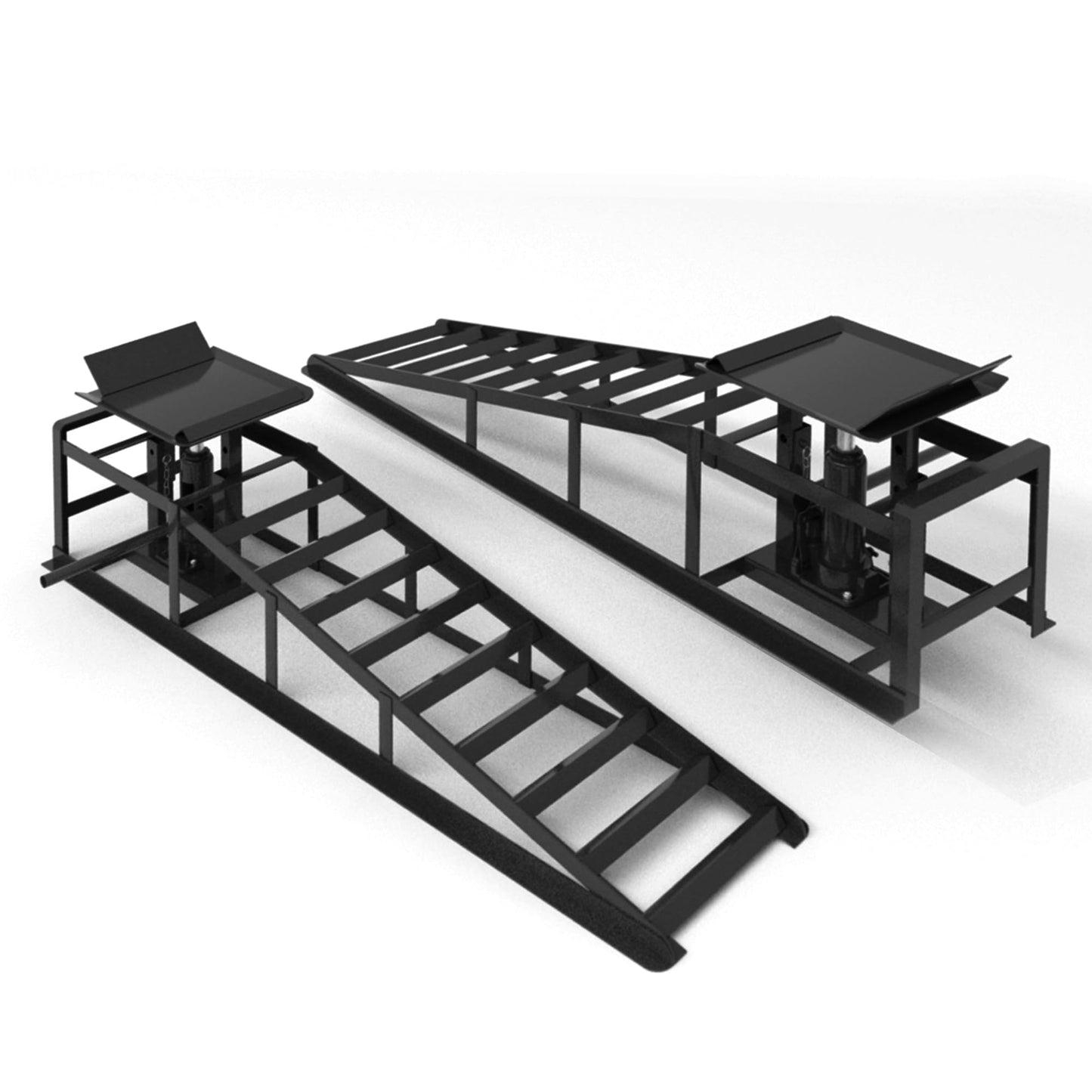 LOCKIETTA 2 PCS Hydraulic Car Ramp, 11065LBS 5T Heavy Duty Car Ramps with Hydraulic Jack, Steel Car Ramps for Oil Changes High Lift 9"-14.2" for Home Garage, Vehicle Truck Repair, Black