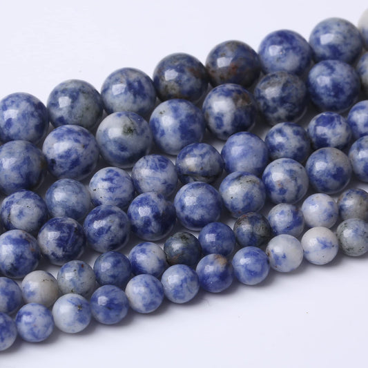 10MM Blue Sodalite Jaspers Stone Round Loose Beads Natural Gem Beads Crystal Energy Stone Beads for Jewelry Making DIY Bracelet Necklace