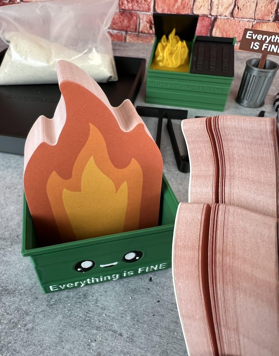 Munnygrubbers - Deluxe Dumpster Fire Zen Garden - Made in USA - Large 7" x 7" - Fine Sand Included - Desk Accessory Box Garden - Funny Novelty Gift - Fidget Stress Relief