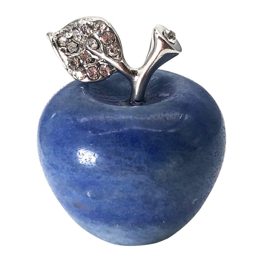 Neyisaa Blue Aventurine Apple Decor, Healing Crystals Pocket Stone Fruit Figurine Craft Home Decoration 30mm