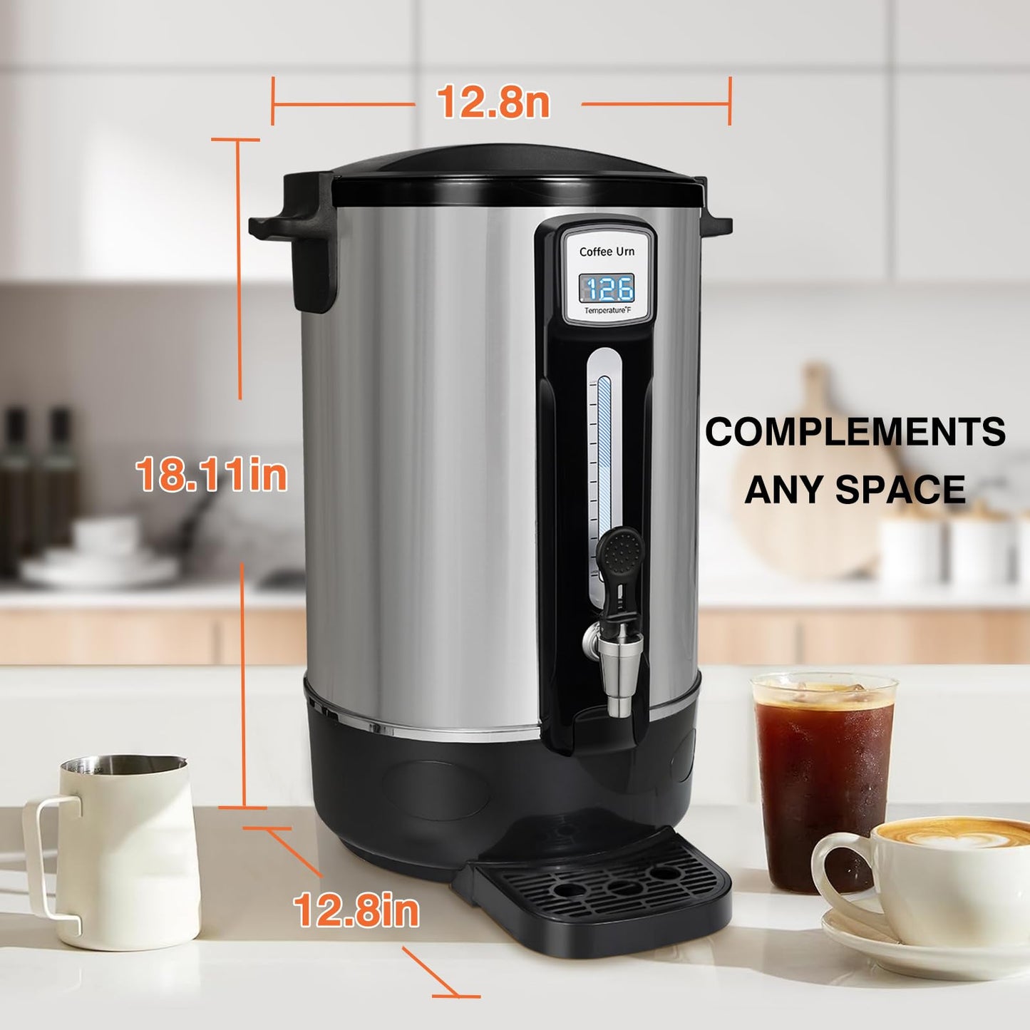 alelarocr 50-Cup Commercial Coffee Urn - Stainless Steel Double-Wall Coffee Maker with Percolator & Keep-Warm Function - Ideal for Events, Offices, Parties, and Catering (50 Cups - Double Layer)