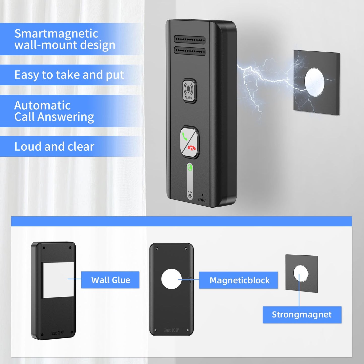 2 Way Intercoms Wireless for Home Office,2026 Upgraded Magnetic Adsorption Long Range Intercom System,Intercom Wall Mounted Portable Room to Room 30 Days Long Standby Time 5 Level Volume Adjustment
