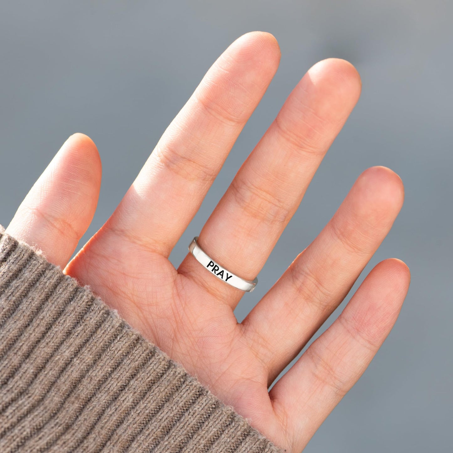 STORYJEWELLERY Silver Cross Ring, Cross Rings for Women, Purity Ring, 925 Sterling Silver Rings, Christian Jewelry for Women, Confirmation Gifts, Baptism Gifts, Size 9