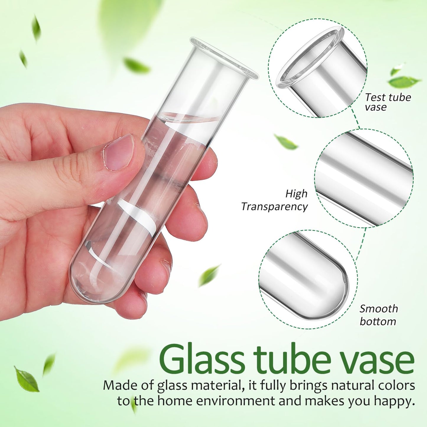 LIFKOME 5pcs Glass Test Tube Plant Vases 2.5x3x11cm Hydroponic Flower Tubes Propagation Station for Indoor Terrarium Gardening