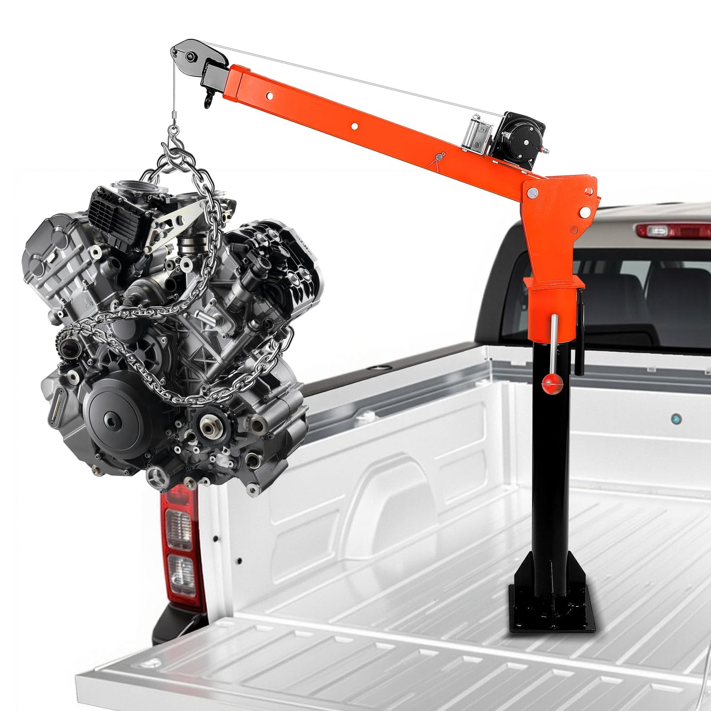 2500 lbs Dismountable Household Hoist Truck Crane | 5000 lbs Electric Winch | Foldable Truck-Mounted Bed Crane | 360° Swivel Jib Crane for Construction (1600 lbs with Electric Winch 4500 lbs)