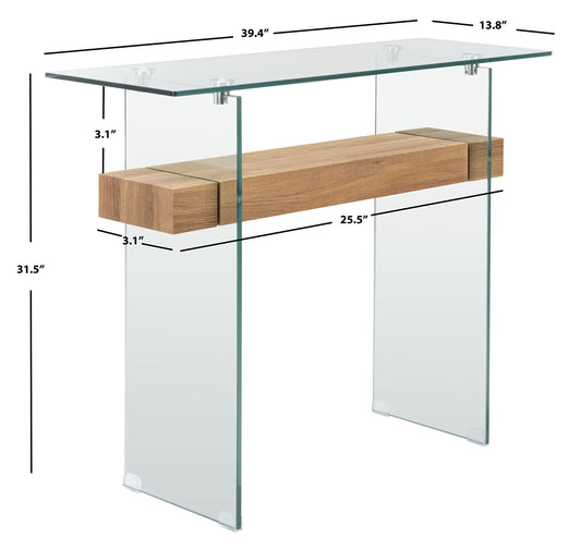 Safavieh Home Kayley Glass and Natural Brown Console Table