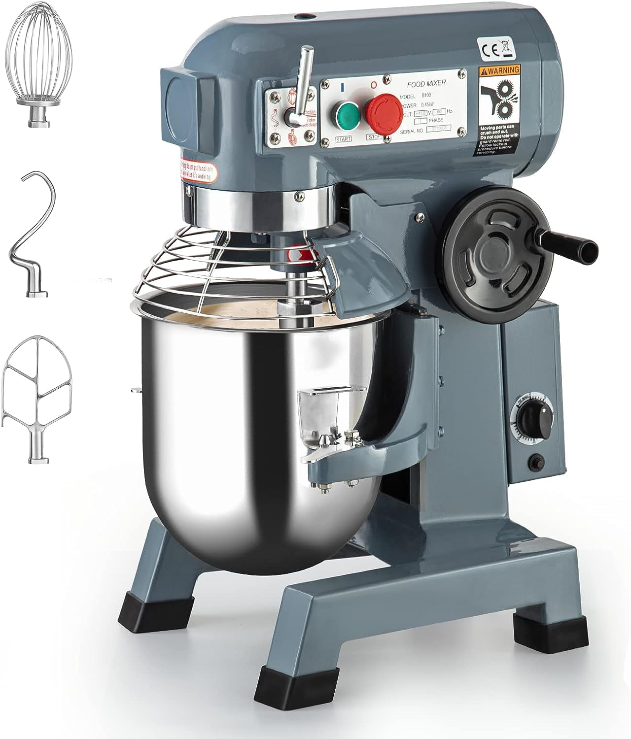 15 QT Commercial Stand Mixer 600W with 3 Speeds Adjustable, Electric Food Mixer with Stainless Steel Bowl Dough Hook and Beater, Commercial Food Mixer with Safety Guard for Bakery Restaurant Pizzeria
