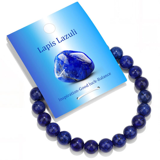 Vinswet Healing Crystal Bracelets for Women Men 8mm Lapis Lazuli Natural Stone Beaded Stretch Bracelet Handmade Gemstone Reiki Spiritual Jewelry Gifts