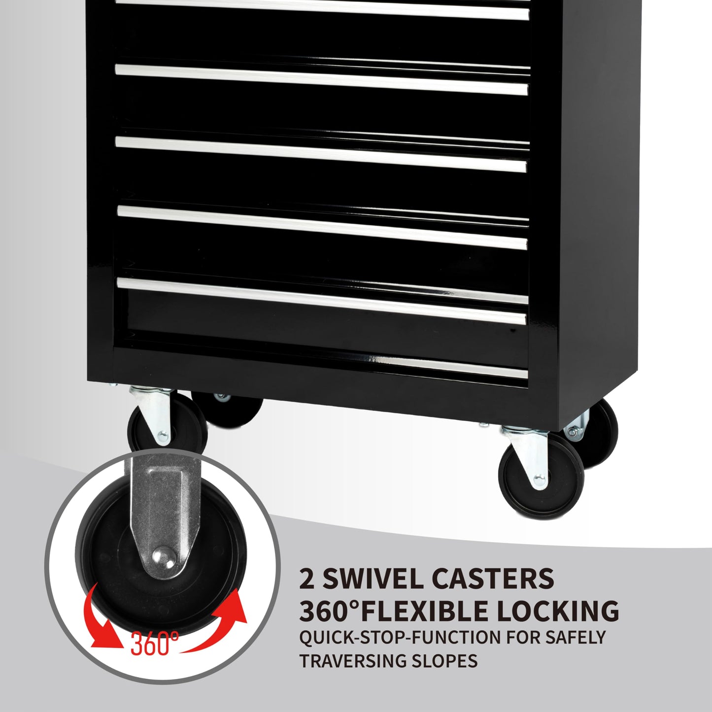 Maxority 7-Drawer Heavy-Duty Rolling Tool Chest Cabinet with Lock Mobile Cart for Garage & Workshop, Black