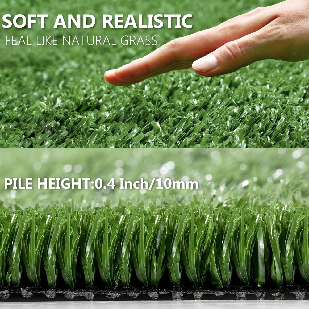 SUWUYUE Fake Grass Artificial Turf, 6FT x 15FT 0.4 inch Pile Height Synthetic Garden Grass Lawn Rug Soft Astroturf Mat for Pets, Drainage Holes Faux Grass Carpet for Party Wedding