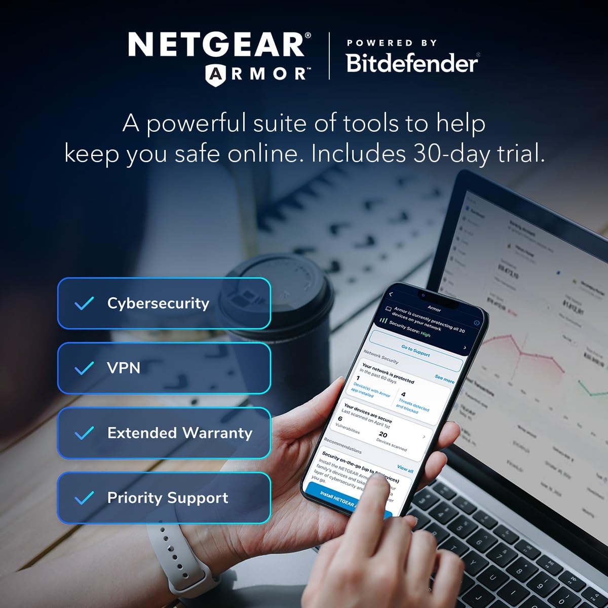 NETGEAR Orbi 870 Series Tri-Band WiFi 7 Mesh System (RBE873) - Router + 2 Satellite Extenders, Security Features, Up to 21 Gbps, Covers Up to 9,000 Sq. Ft., 150 Devices, 10 Gig Internet Port, BE21000