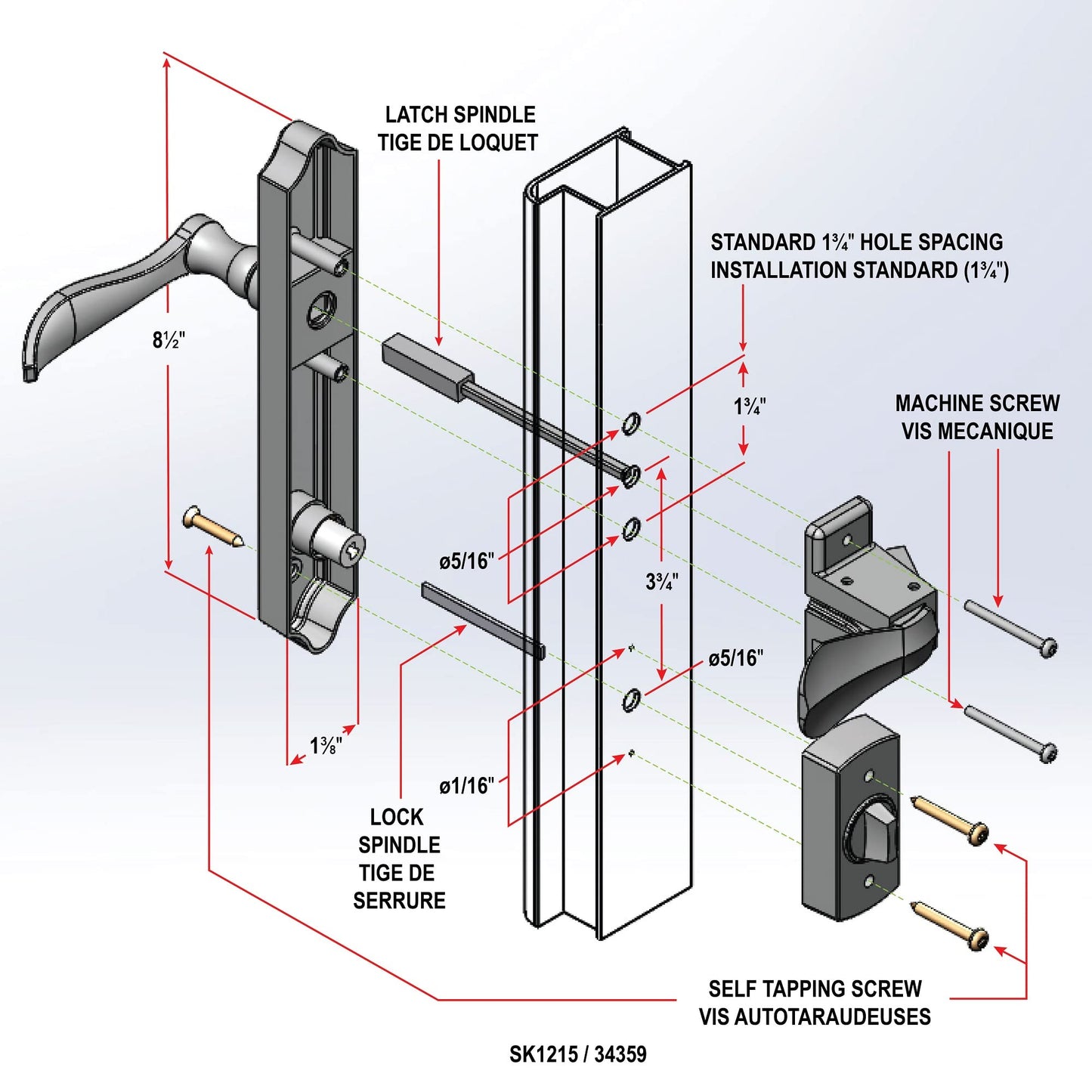 Ideal Security Door Lever with Deadbolt Lock for Out-Swinging Doors, Matte Black
