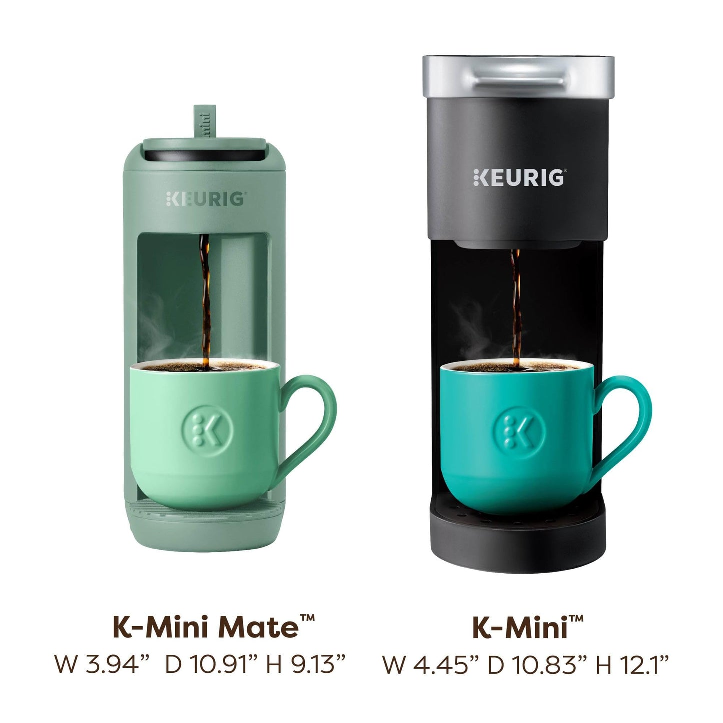 Keurig K-Mini Mate Single Serve K-Cup Pod Coffee Maker, Brews Up to 12 oz Cup, Compact Portable Coffee Machine for Small Spaces, Great for Dorms & Offices, Glamping Green