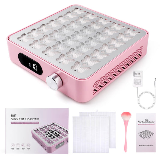 heemeei Nail Dust Collector, Powerful Dust Collector Nail Tech with 11-Gear, Professional Cordless Vacuum Nail Fan Dust Collector for Nail Tech, Nail Salon & Home (Pink)