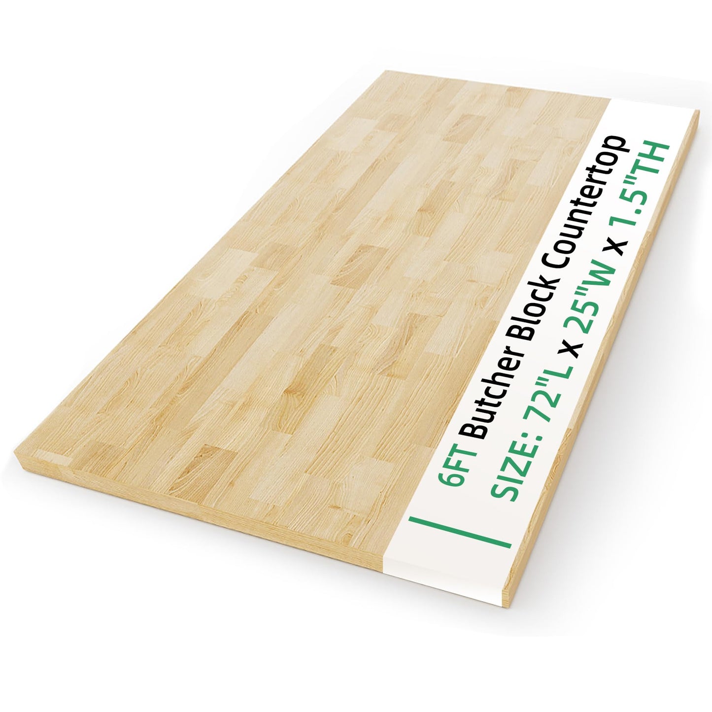 Butcher Block Countertop Wood Tabletop - Premium 6ft Solid Hardwood Plank for DIY Kitchen Island, Countertop, Coffee Bar and Desk with Natural Unfinished Birch Finish, 72"x25"x1.5"