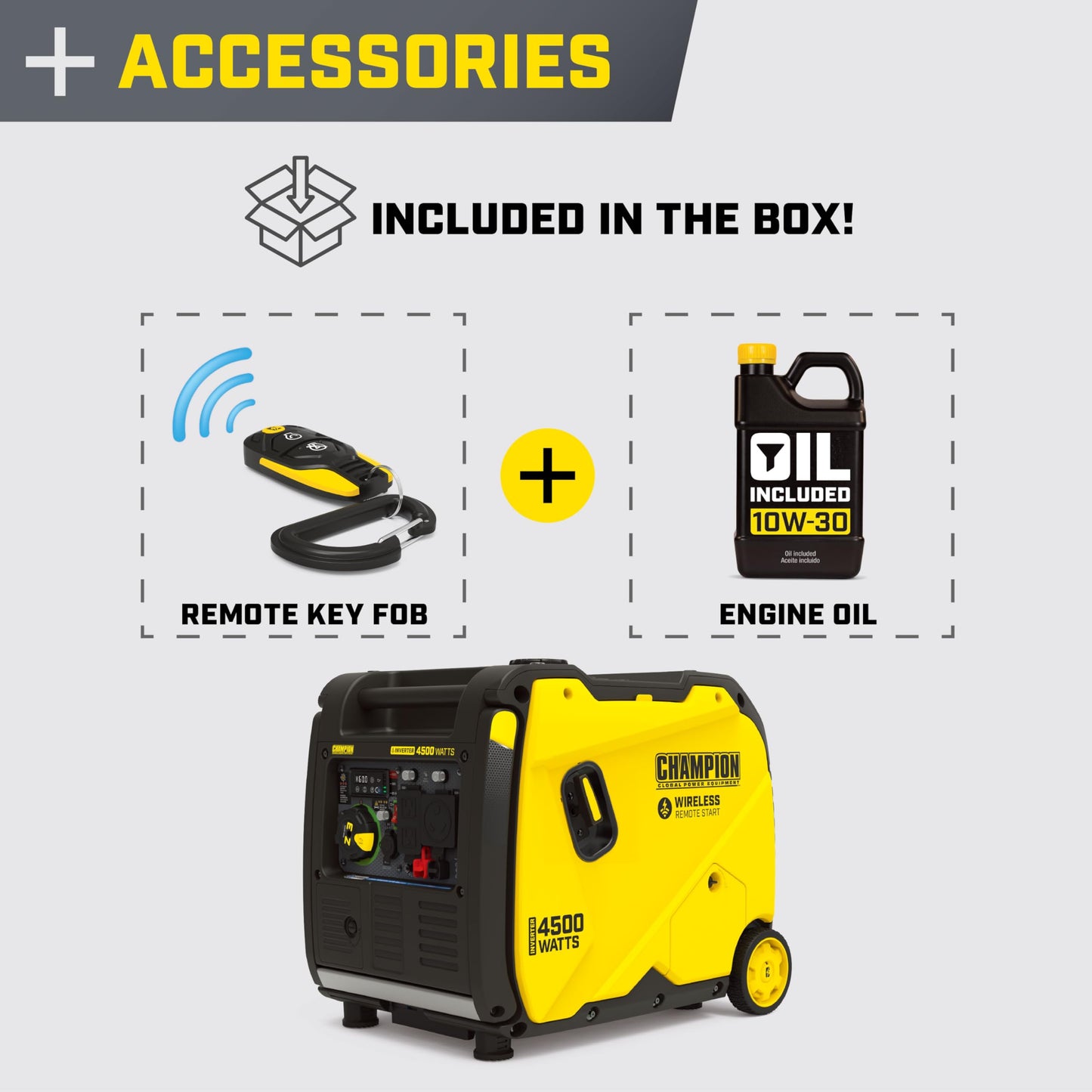 Champion Power Equipment 4500-Watt Wireless Remote Start Inverter Generator with Quiet Technology and CO Shield
