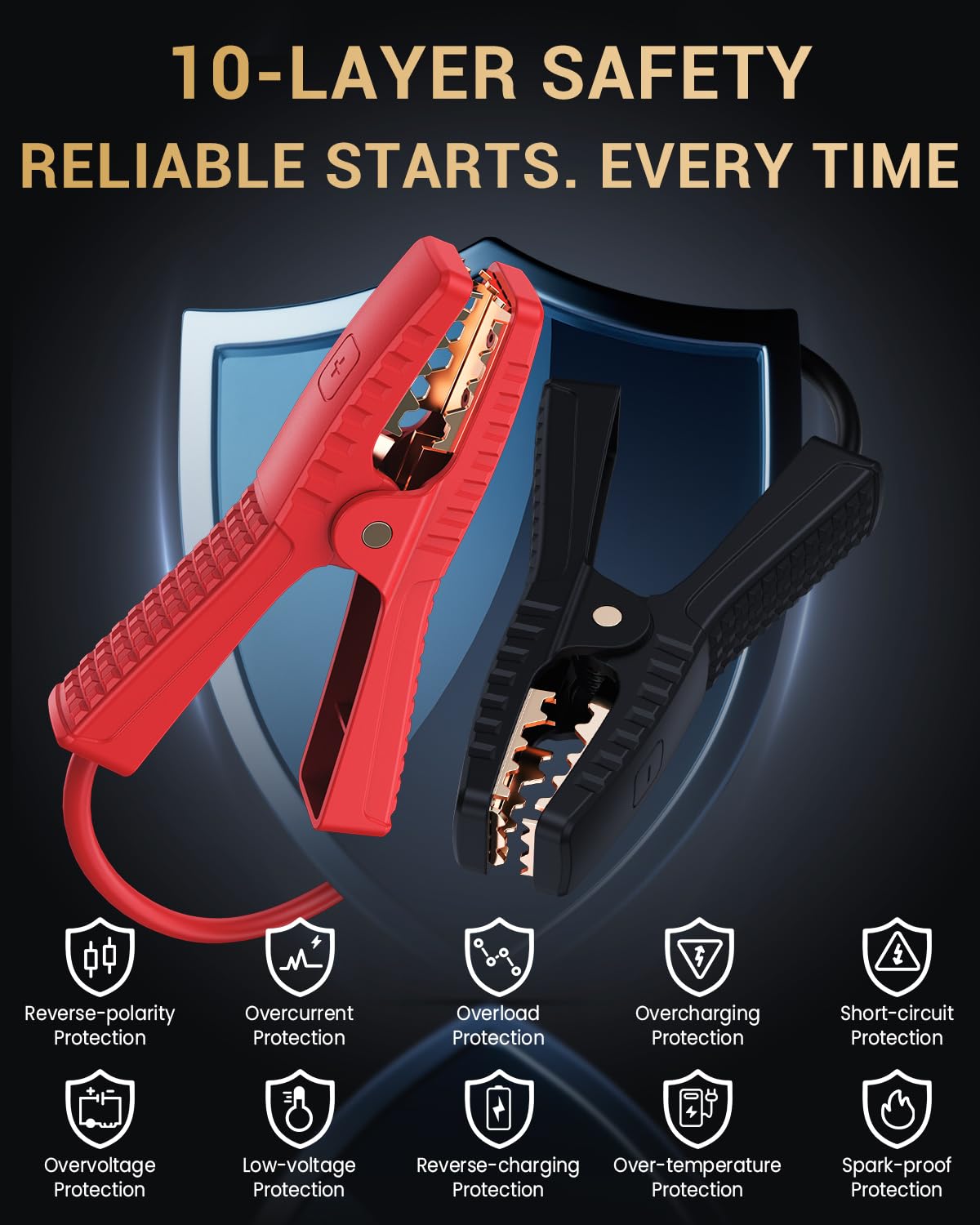 MOSTOOL M8 6000A Car Battery Jump Starter with Smart HD Display, 12V 24000mAh Battery Jump Pack, Portable Jump Box with Jumper Clamps 400-Lumen LED, Rugged Kit for All Gas & Up to 12.0L Diesel