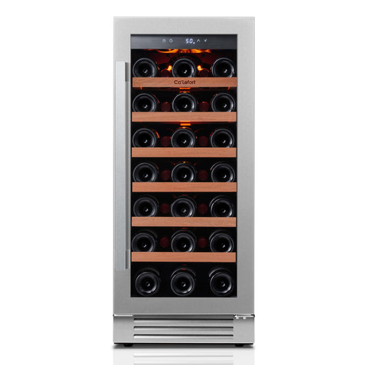 Ca'Lefort 15 Inch Wine Fridge, 33 Bottle Wine Cooler Refrigerator, 40-65°F Wine Refrigerator Glass Door, 3 LED Wine Fridge, Built-in or Freestanding Fridge for Home/Bar/Kitchen (3.0 cu.ft)