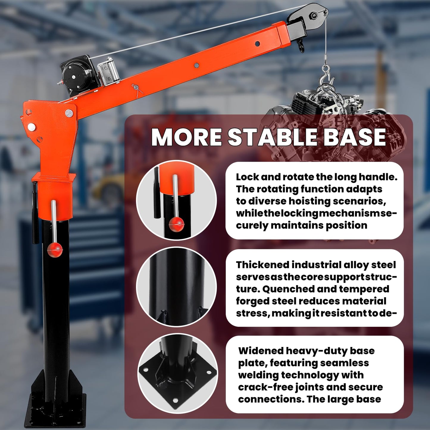 DEFNES 2000LBS Truck Bed Crane, 3500LBS 12V Electric Winch, Painted Alloy Steel Pickup Truck Jib Crane 360° Swivel Lift Electric Hoist, 3 Adjustable Loads & Heights, Pre-Lubricated (3500LBS)