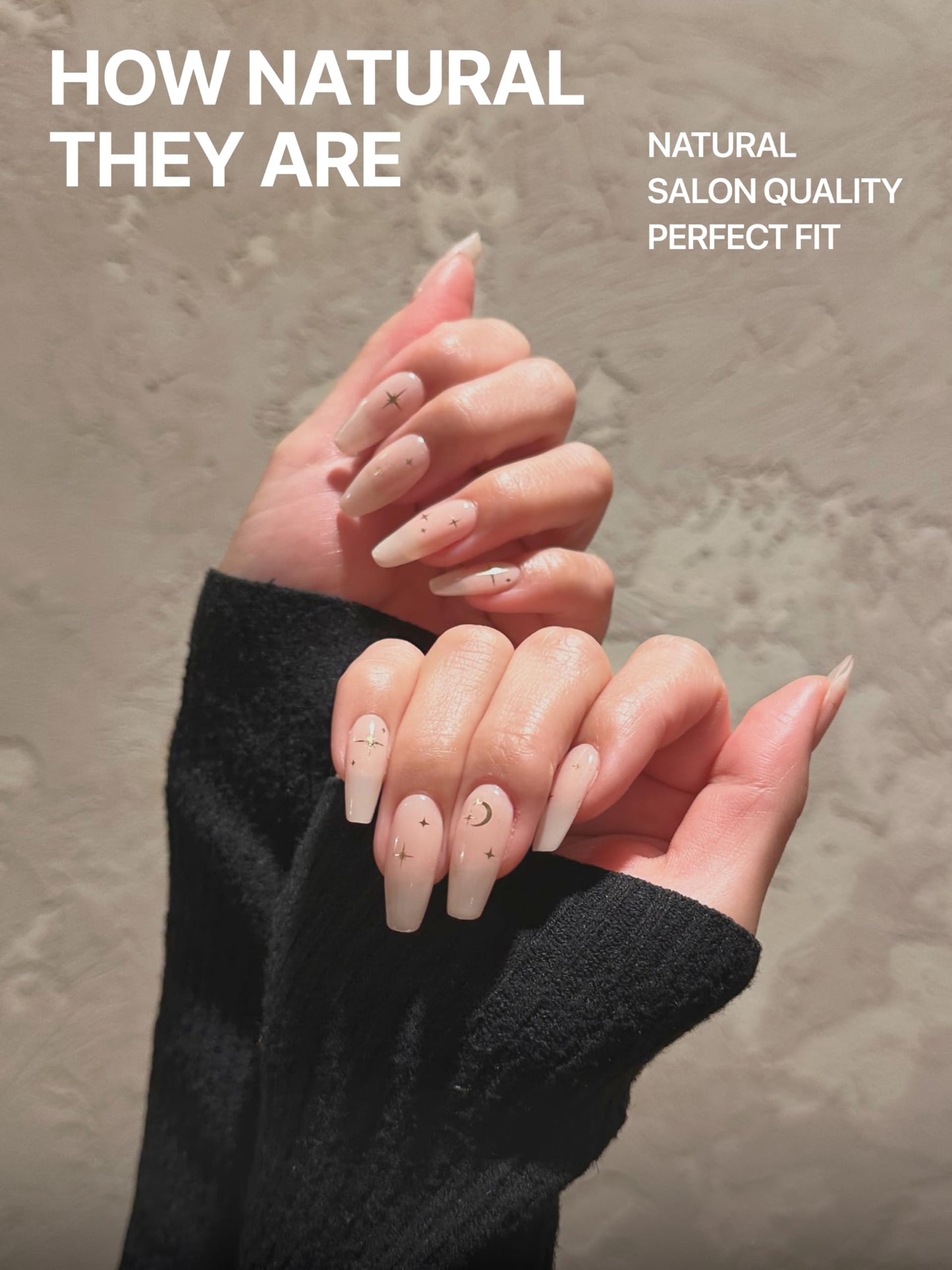 UUUUUU Semi Cured Gel Nail Strips | Salon-Quality | UV Free Gel Nail Wraps for Women | Easy Peel&Stick | Long-Lasting up to 14 Days | 28 Strips Set+File & Wipes | Gift-Ready(Luna StarUGN206)