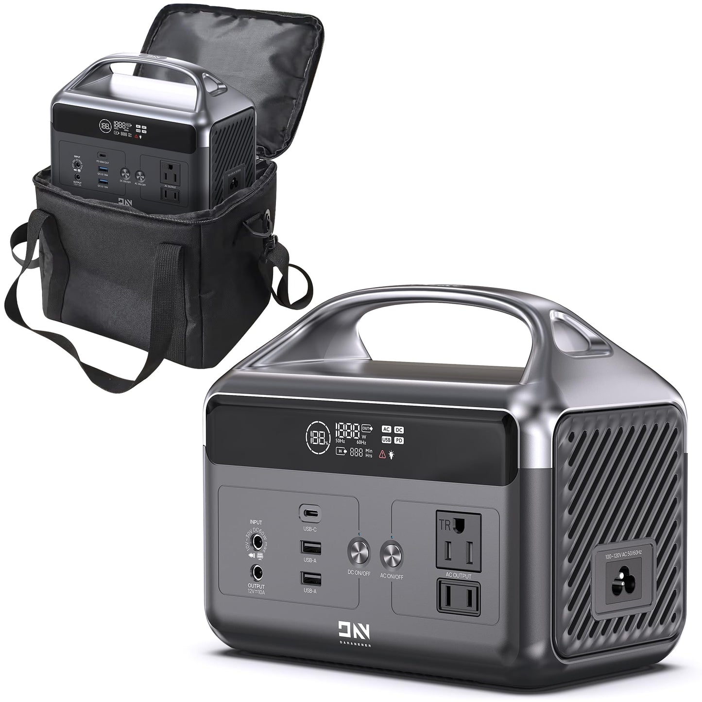 DaranEner Portable Power Station 60,000mAh with Storage Bag, 192Wh LiFePO4 Battery Backup, Solar Generator with 2×AC 300W(600W Surge) Outlets, USB-C 60W PD, for Camping, RV, Outdoor, Home Emergency