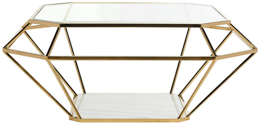SAFAVIEH Couture Home Collection Abena Gold and White Marble Geometric Coffee Table