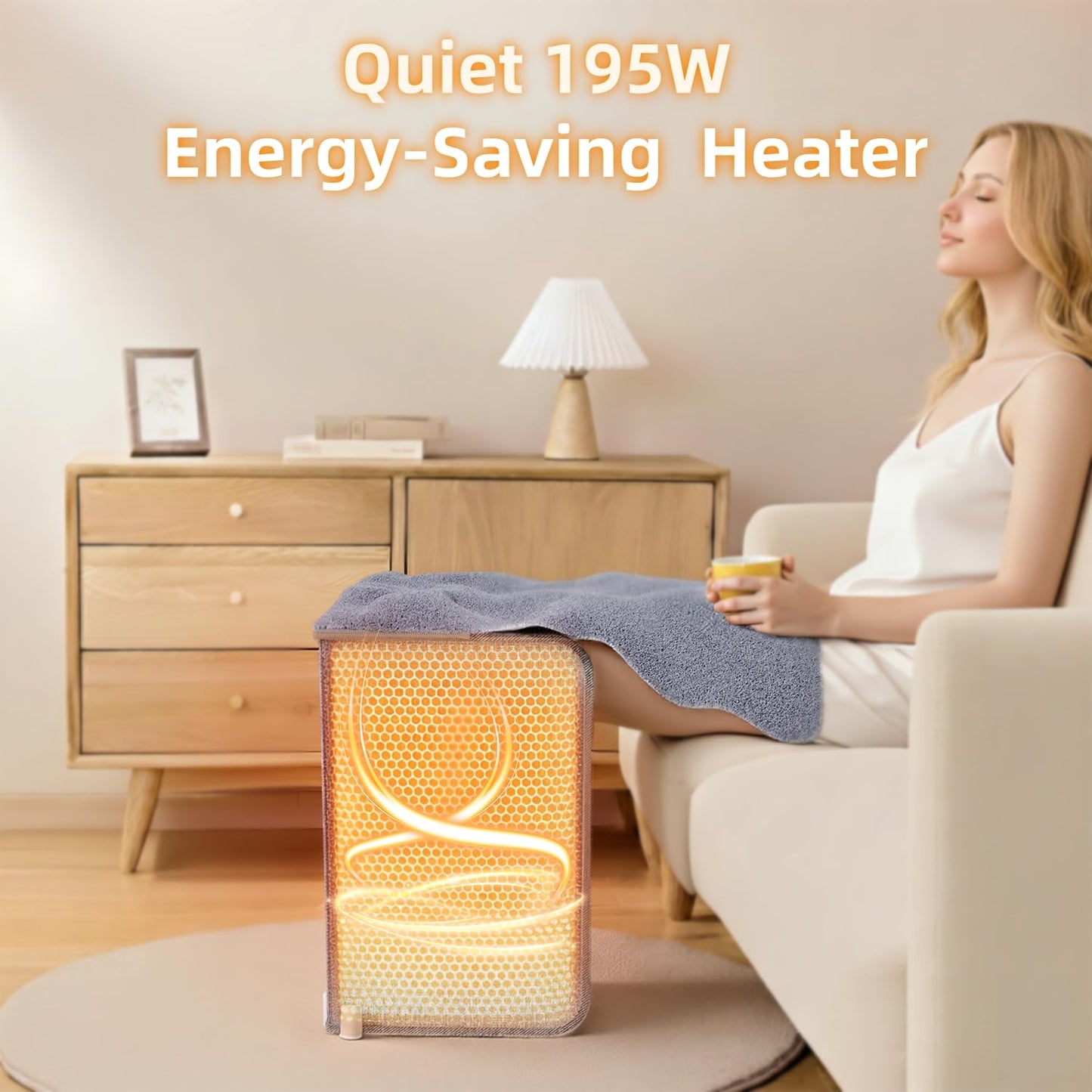 Under Desk Heater, 195W Energy-Saving Foot Warmer with Heating Pad for Feet, Electric Foot Warmer Under Desk 5 Heat Levels, 2 to 8H Timer Quiet Fanless Foot Heater for Office Home Dorm Chochoyah