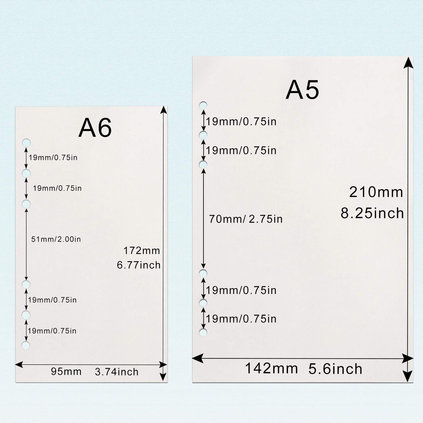 A6 Refill Paper, [3 Pack] Toplive 100GSM Thick Refillable Blank Paper 6 Hole Filler Inserts Loose Leaf Paper 135 Sheets (270 Pages) for 6 Ring Binder Journal Notebook