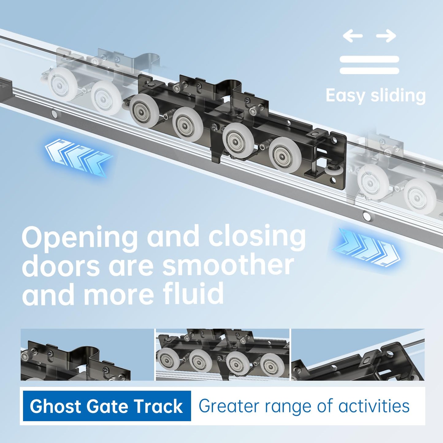 30-59 Inch New Heavy Duty Hidden Sliding Barn Door Hardware and Track, Floating Wall Mounted Invisible Sliding Door Track, Soft Close, Quiet, Easy Install (Can Installed on Doors up to 59 Inch)