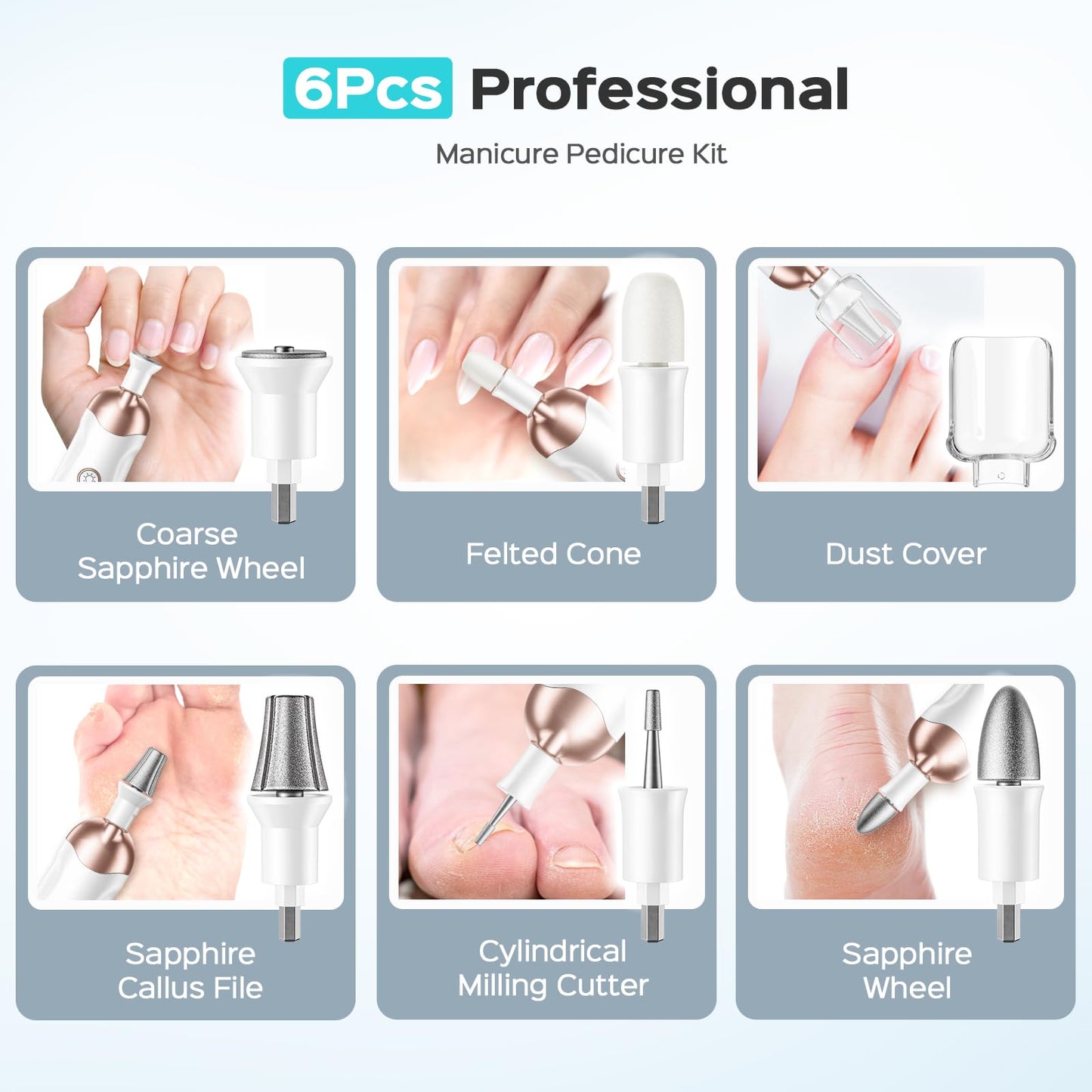 COSLUS Electric Nail Drill File Professional: for Acrylic Gel Dip Powder Nails Portable Nail Drill Machine Kit and Professional Manicure Pedicure Kit: 5 in 1 Electric Nail File Set