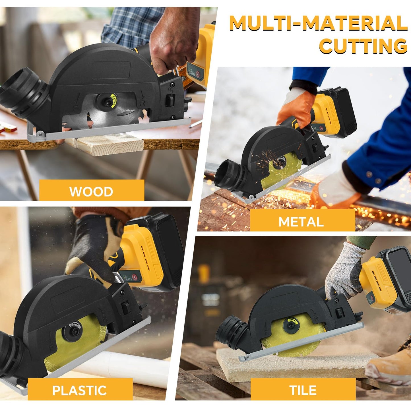 Cordless Mini Circular Saw for Dewalt 20v Battery, 4" Brushless Power Circular Saws, 12000RPM Small Circular Saw，2 Blade, Cutting Depth 0.8"(20mm) for Metal, Wood, Plastic(No battery)