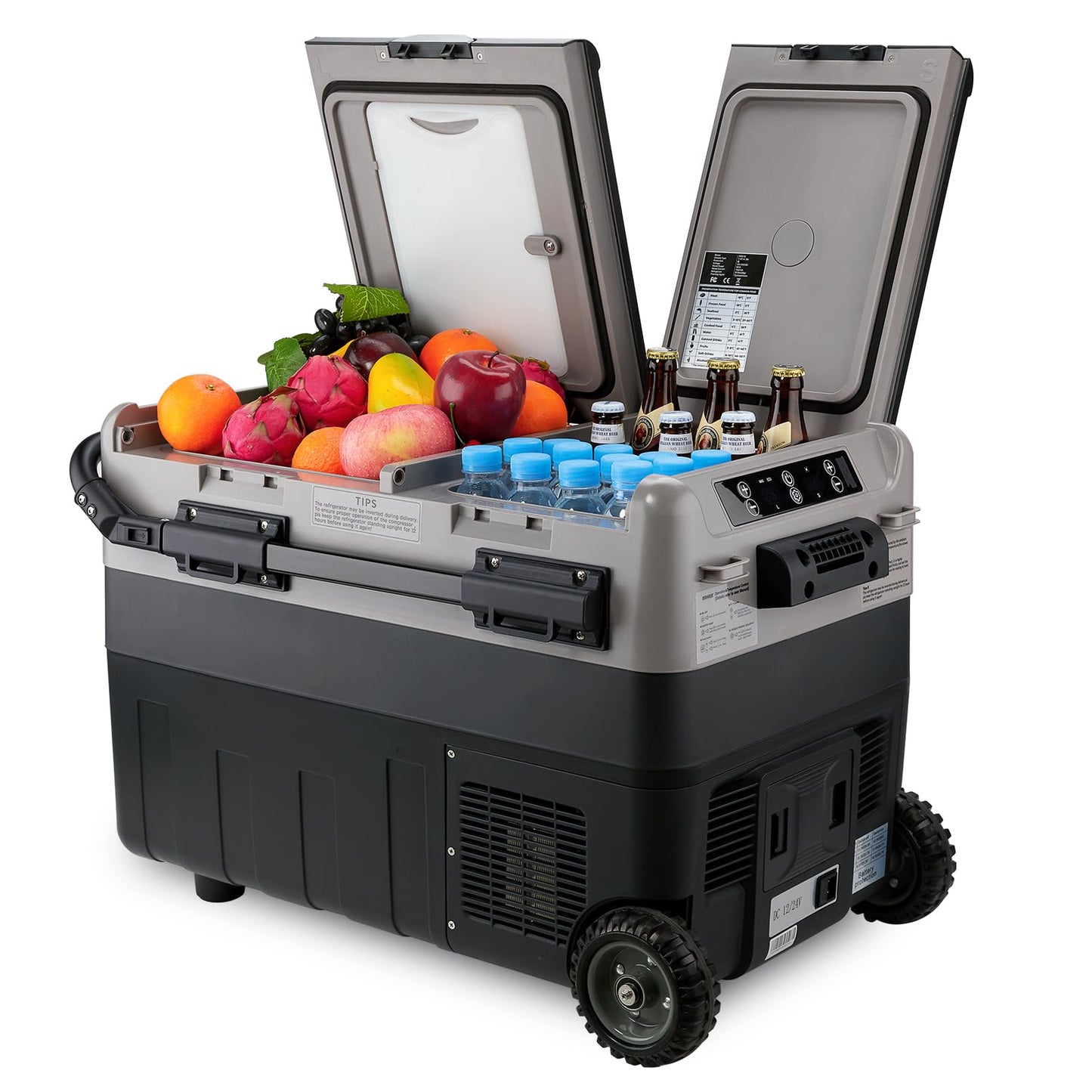 Kohree 12 Volt Car Refrigerator, 42 Quart (40L) Dual Zone Car Fridge, Portable Refrigerator Dual Door -4℉-68℉ Electric Cooler Portable Freezer 12/24V DC and 100-240V AC for RV, Camping, Travel